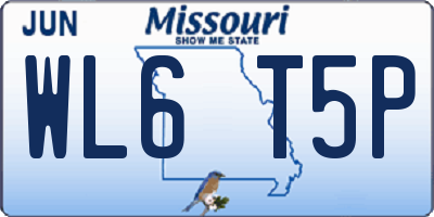 MO license plate WL6T5P