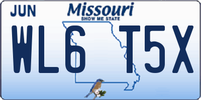 MO license plate WL6T5X
