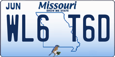 MO license plate WL6T6D