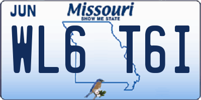 MO license plate WL6T6I