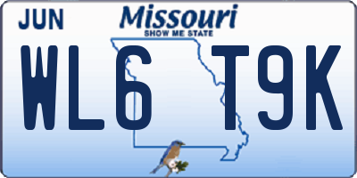 MO license plate WL6T9K