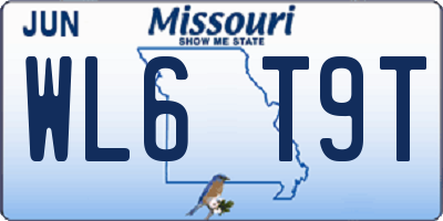 MO license plate WL6T9T