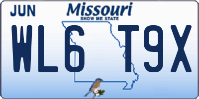 MO license plate WL6T9X