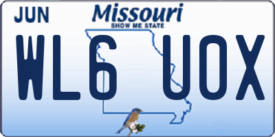 MO license plate WL6U0X