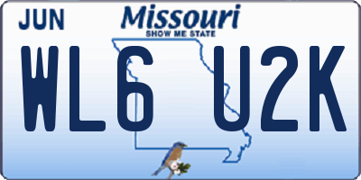 MO license plate WL6U2K