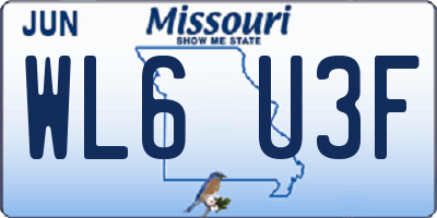 MO license plate WL6U3F