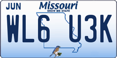 MO license plate WL6U3K
