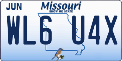 MO license plate WL6U4X