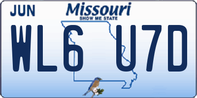 MO license plate WL6U7D