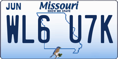 MO license plate WL6U7K