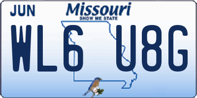 MO license plate WL6U8G