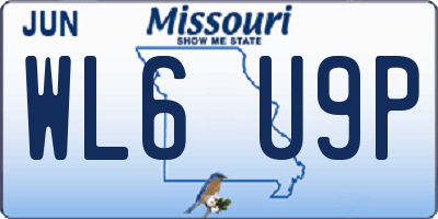 MO license plate WL6U9P