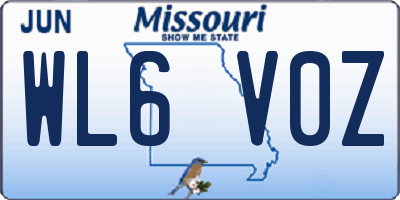 MO license plate WL6V0Z