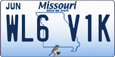 MO license plate WL6V1K