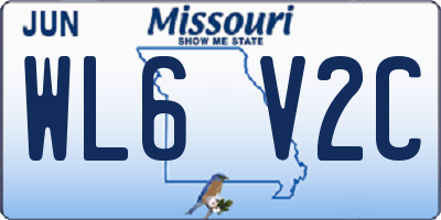 MO license plate WL6V2C