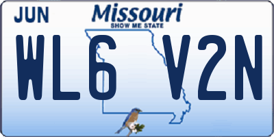 MO license plate WL6V2N