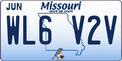 MO license plate WL6V2V