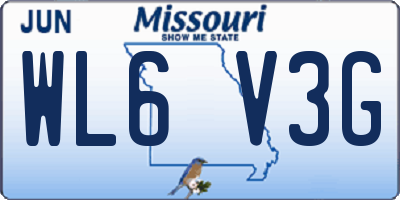 MO license plate WL6V3G