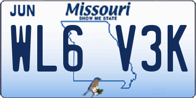 MO license plate WL6V3K