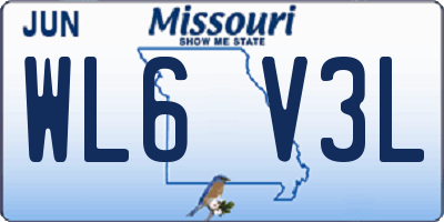 MO license plate WL6V3L