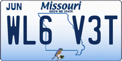 MO license plate WL6V3T