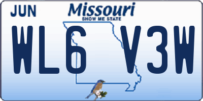 MO license plate WL6V3W