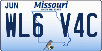 MO license plate WL6V4C