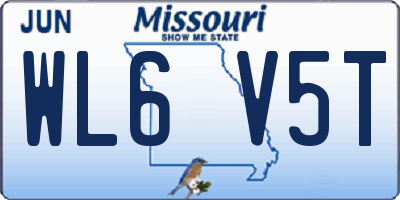 MO license plate WL6V5T