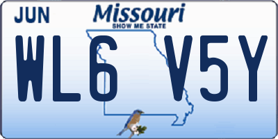 MO license plate WL6V5Y