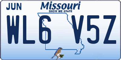 MO license plate WL6V5Z