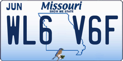 MO license plate WL6V6F