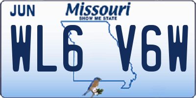 MO license plate WL6V6W