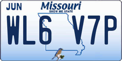 MO license plate WL6V7P