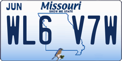 MO license plate WL6V7W
