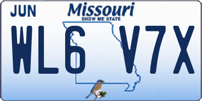 MO license plate WL6V7X