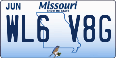 MO license plate WL6V8G