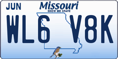 MO license plate WL6V8K