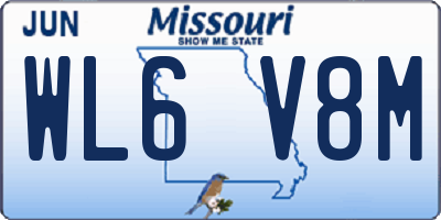 MO license plate WL6V8M