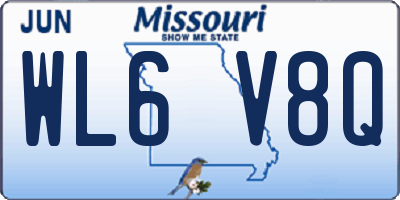 MO license plate WL6V8Q