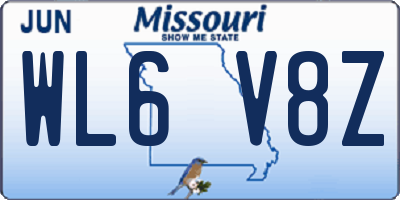 MO license plate WL6V8Z