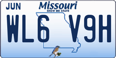MO license plate WL6V9H