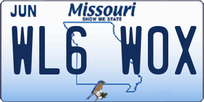 MO license plate WL6W0X