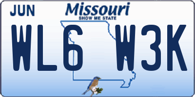 MO license plate WL6W3K