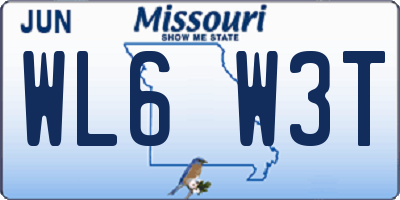MO license plate WL6W3T