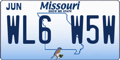MO license plate WL6W5W