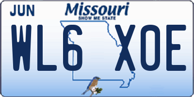MO license plate WL6X0E