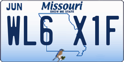 MO license plate WL6X1F
