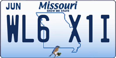 MO license plate WL6X1I