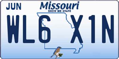MO license plate WL6X1N