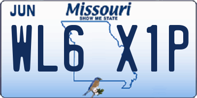 MO license plate WL6X1P